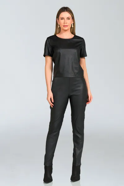 Calça Montaria Couro Sintético Preto Mira Vest