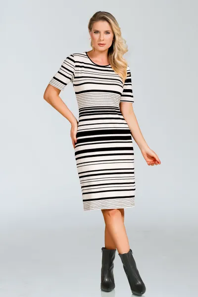 DUETO VISCOLYCRA COM VESTIDO LISTRADO PRETO MIRA VEST DUETO VISCOLYCRA COM VESTIDO LISTRADO PRETO MIRA VEST