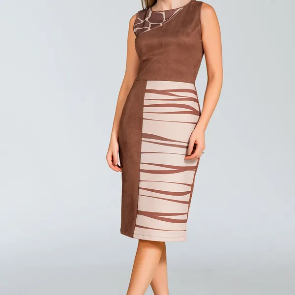 VESTIDO SUEDE COM RECORTES CHANEL MARROM MIRA VEST