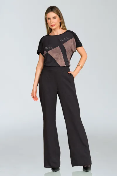 Calça Alfaiataria Poliéster Preto Mira Vest