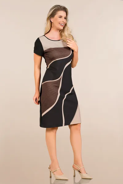 VESTIDO MALHA DECOTE REDONDO PRETO  MIRA VEST
