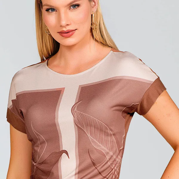 Blusa Manga Curta Mousse com Decote Redondo Mira Vest