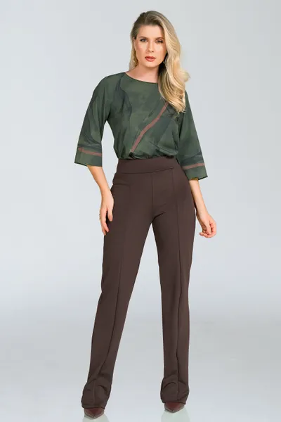 BLUSA PLANO FLUIDO DECOTE CANOA OLIVA MIRA VEST