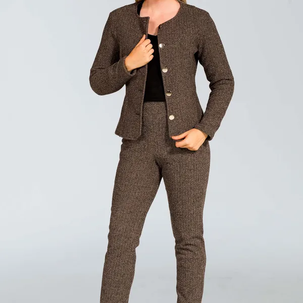 Calça Slim Tweed Preto/Dourado Mira Vest