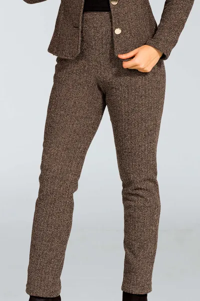 Calça Slim Tweed Preto/Dourado Mira Vest