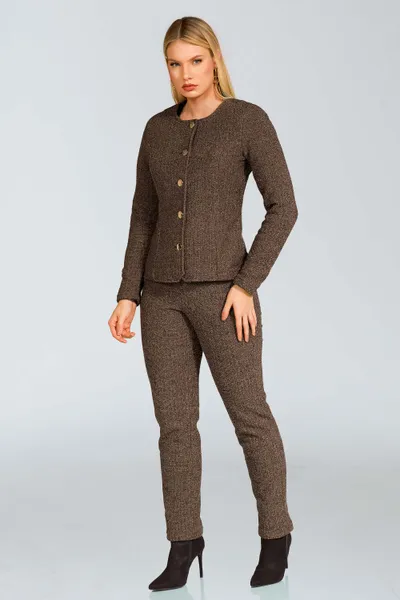 Casaqueto Tweed com Botões Preto/Dourado Mira Vest