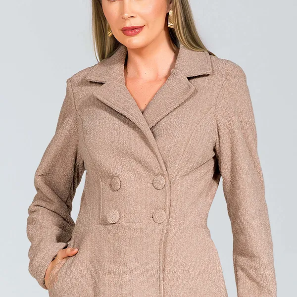 CASACO TWEED TRANSPASSADO BEGE MIRA VEST