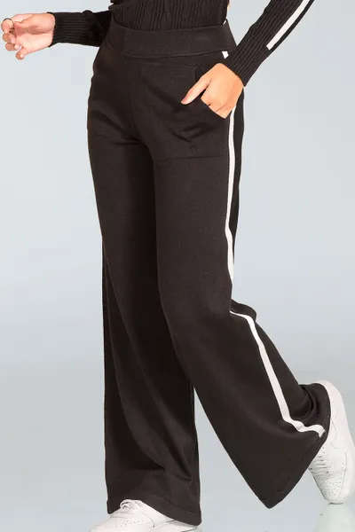 CALÇA RETA TRICÔ PRETO/OFF MIRA VEST CALÇA RETA TRICÔ PRETO/OFF MIRA VEST