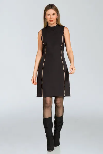 VESTIDO CURTO ALFAIATARIA GOLA ALTA PRETO MIRA VEST