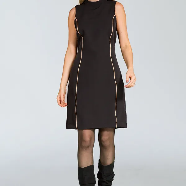 VESTIDO CURTO ALFAIATARIA GOLA ALTA PRETO MIRA VEST