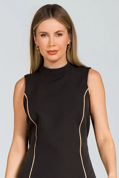 VESTIDO CURTO ALFAIATARIA GOLA ALTA PRETO MIRA VEST VESTIDO CURTO ALFAIATARIA GOLA ALTA PRETO MIRA VEST