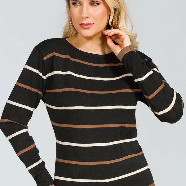 BLUSA TRICÔ PRETO/BEGE MIRA VEST