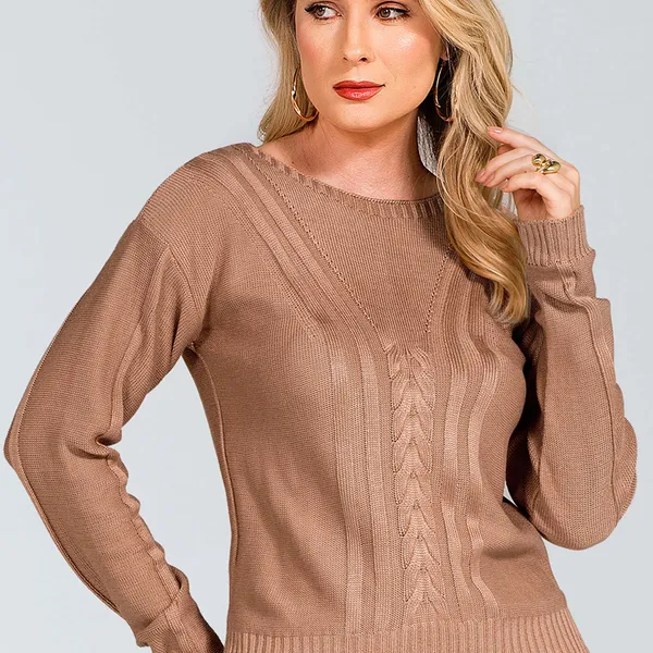 BLUSA TRICÔ DECOTE CANOA MARROM MIRA VEST