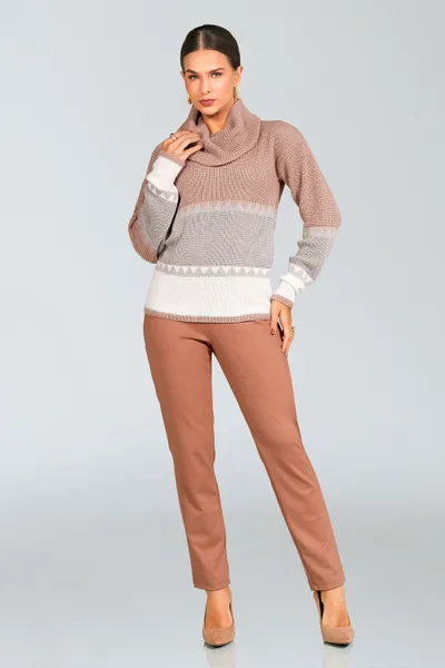 BLUSA TRICÔ GOLA ROLÊ ROSE/OFF MIRA VEST BLUSA TRICÔ GOLA ROLÊ ROSE/OFF MIRA VEST