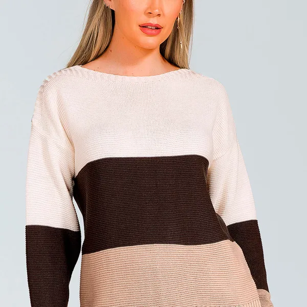 BLUSA TRICÔ OFF/MARROM MIRA VEST