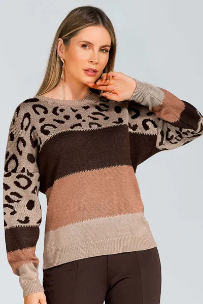 BLUSA TRICÔ DECOTE REDONDO BEGE LATTE MIRA VEST