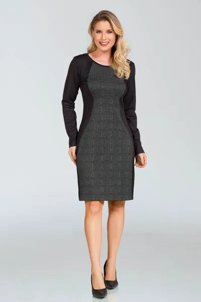 VESTIDO JACQUARD COM PONTO ROMA PRETO MIRA VEST