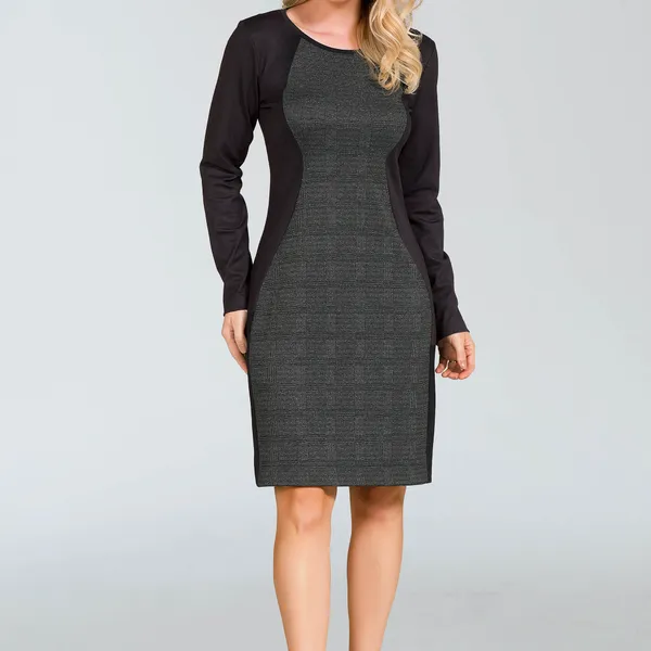 VESTIDO JACQUARD COM PONTO ROMA PRETO MIRA VEST
