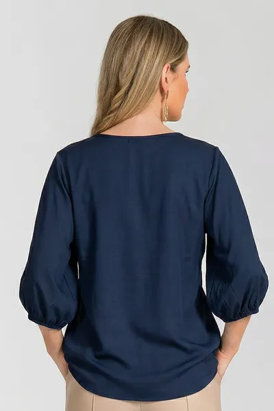 BLUSA PLANO FLUIDO COM VISCOLYCRA DECOTE V MARINHO MIRA VEST BLUSA PLANO FLUIDO COM VISCOLYCRA DECOTE V MARINHO MIRA VEST