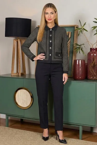 CASAQUETO MANGA LONGA BOLSOS FALSOS PRETO MIRA VES
