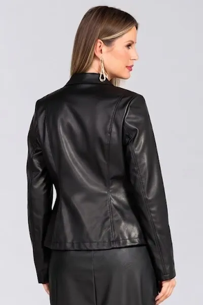 JAQUETA COURO SINTÉTICO PRETO MIRA VEST