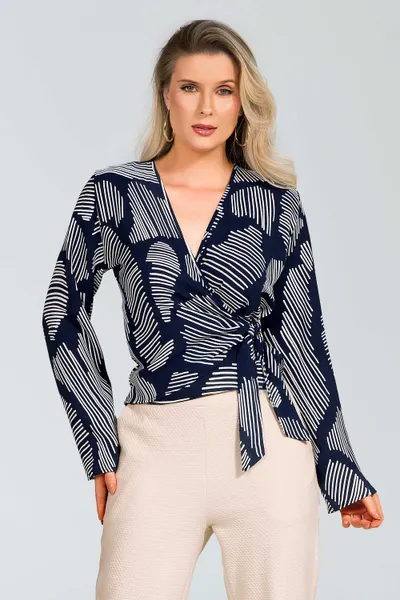 BLUSA CREPE FLUIDO TRANSPASSADA MARINHO MIRA VEST