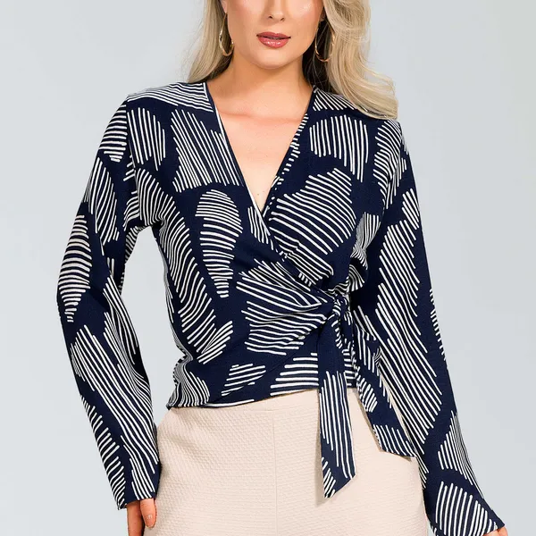 BLUSA CREPE FLUIDO TRANSPASSADA MARINHO MIRA VEST