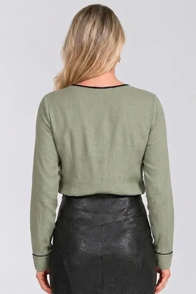 BLUSA VISCOLINHO COM ENTREMEIO OLIVA MIRA VEST