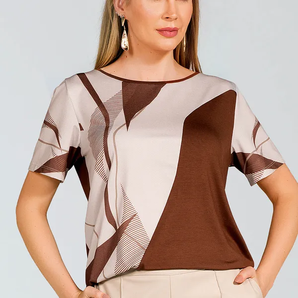 BLUSA PLANO FLUIDO MARROM MIRA VEST