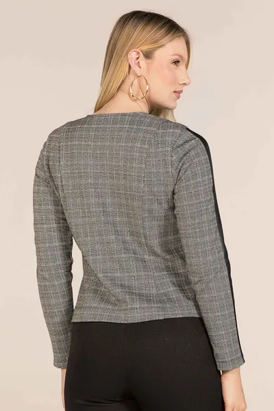 CASAQUETO JACQUARD COM CIRRÊ OFF WHITE MIRA VEST