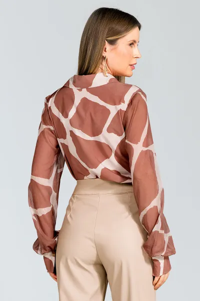 CAMISA PLANO FLUIDO COM TRANSPARÊNCIA MOUSSE MIRA VEST