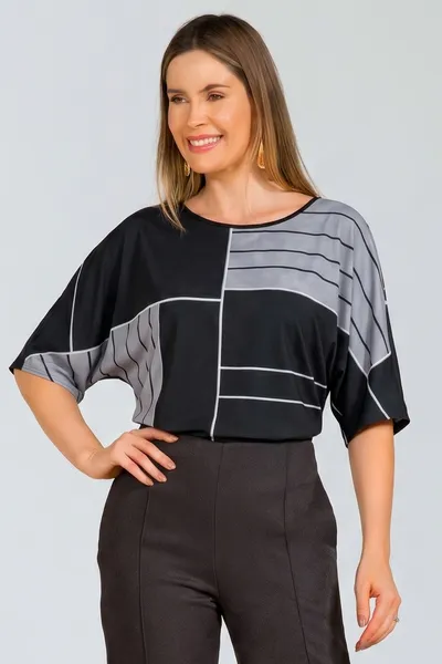 BLUSA PLANO FLUIDO PRETO MIRA VEST