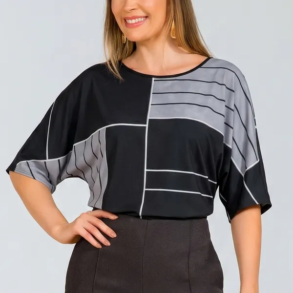BLUSA PLANO FLUIDO PRETO MIRA VEST