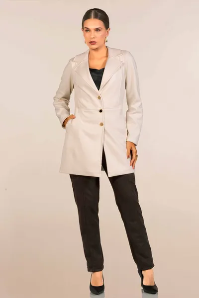 CASACO SUEDE COM RECORTE NA CINTURA OFF WHITE MIRA VEST