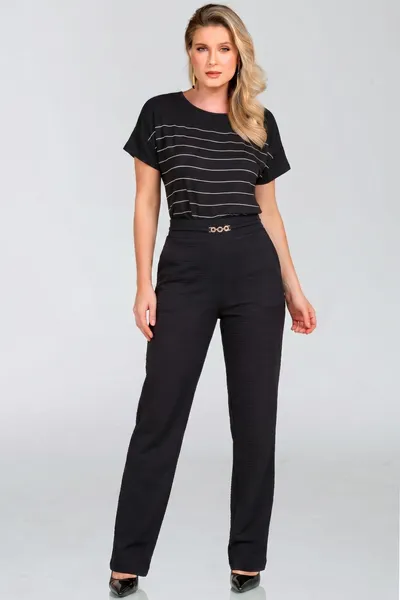 CALÇA ALGODÃO TEXTURIZADO PRETO MIRA VEST