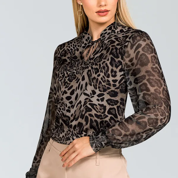 Blusa Plano Fluido com Tule Decote com Amarração Sertão Mira Vest