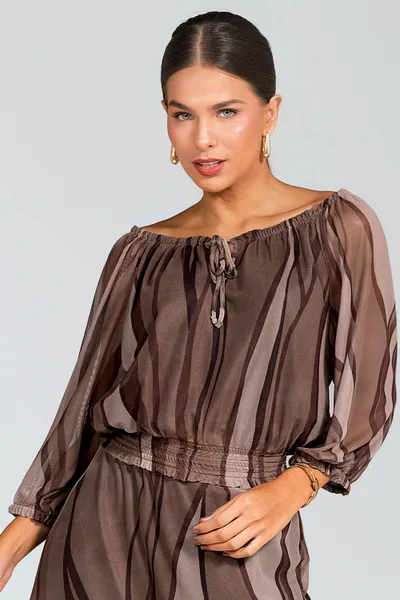 CONJUNTO TULE LONGUETE CANELA/MARROM MIRA VEST