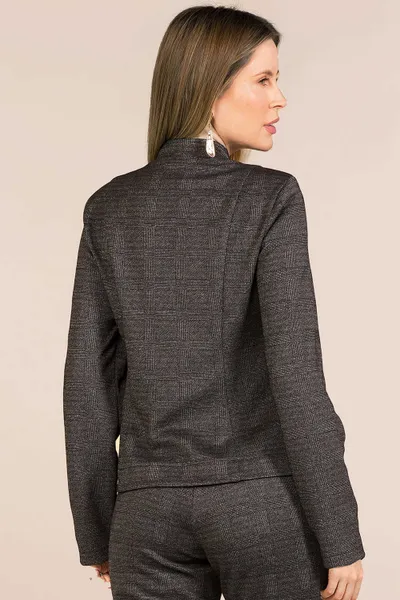 CASAQUETO JACQUARD GOLA ALTA CHUMBO/PRETO MIRA VEST