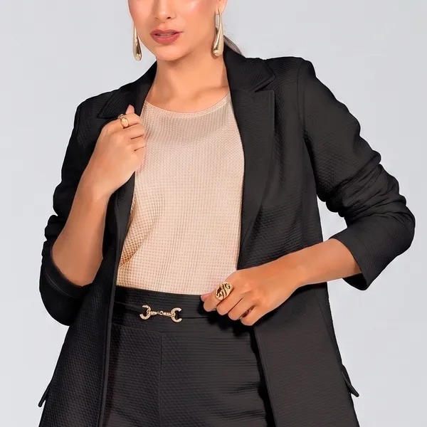 BLAZER ALGODÃO TEXTURIZADO PRETO MIRA VEST