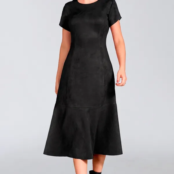 VESTIDO MIDI SUEDE PRETO MIRA VEST