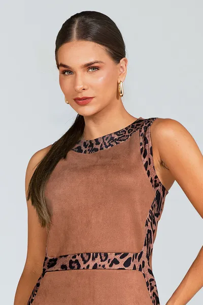 VESTIDO TRADICIONAL SUEDE MARROM MIRA VEST