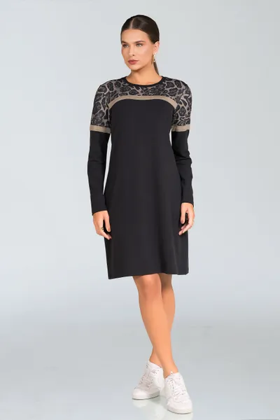 VESTIDO TRADICIONAL T-SHIRT COM PEDRARIAS PRETO MIRA VEST