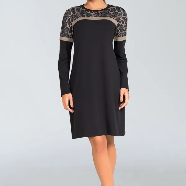 VESTIDO TRADICIONAL T-SHIRT COM PEDRARIAS PRETO MIRA VEST
