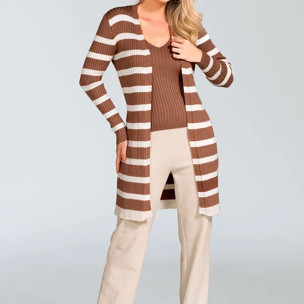 DUETO TRICÔ LISTRADO MOUSSE/OFF MIRA VEST