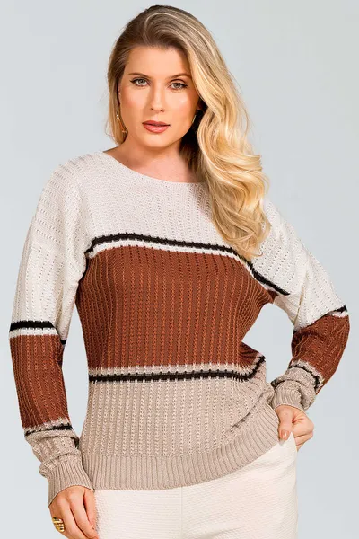 BLUSA TRICÔ CARAMELO/BEGE MIRA VEST
