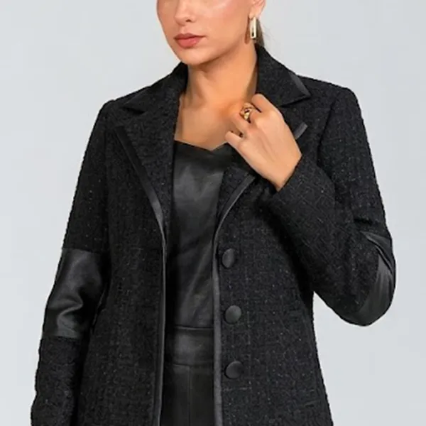CASAQUETO TWEED COM CIRRÊ PRETO MIRA VEST