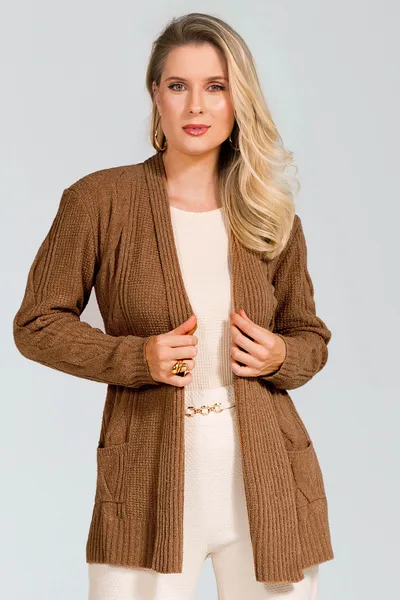 CASACO ALONGADO TRICÔ CASTANHA MIRA VEST