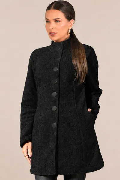 CASACO TWEED GOLA ALTA PRETO MIRA VEST