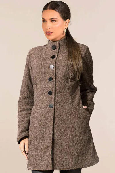 CASACO TWEED GOLA ALTA PRETO/DOURADO MIRA VEST