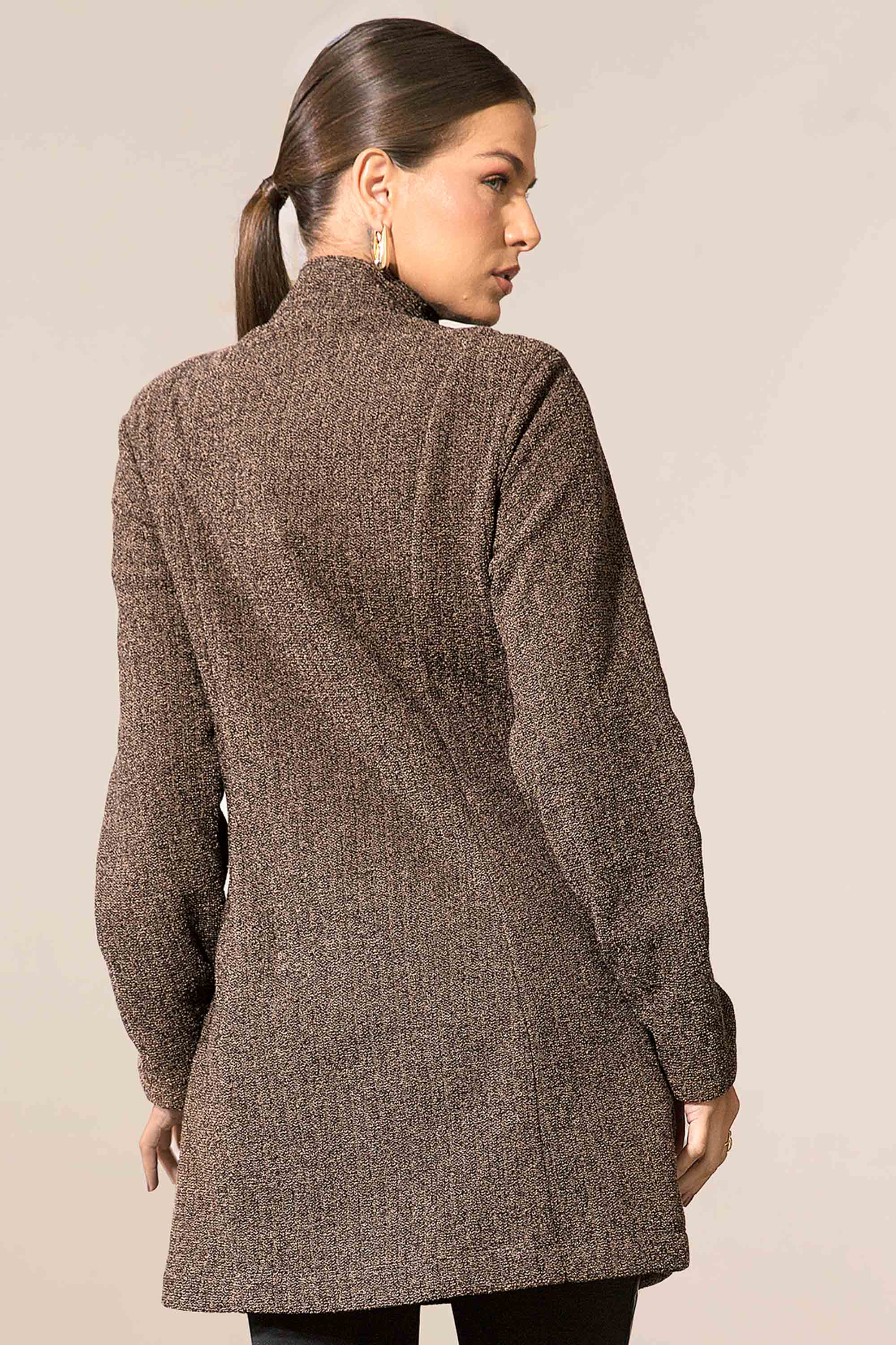 CASACO TWEED GOLA ALTA PRETO/DOURADO MIRA VEST
